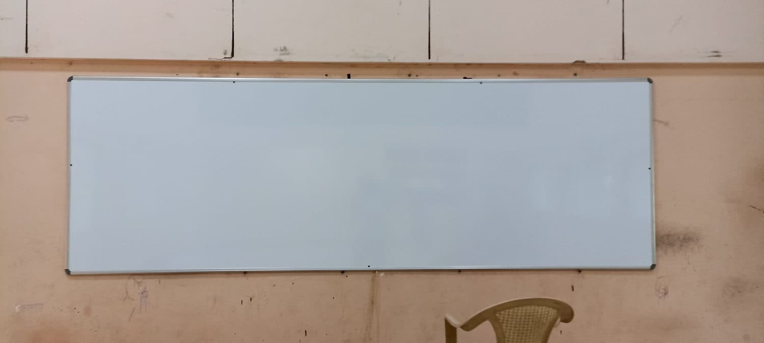 Full-width whiteboard, wall mounted