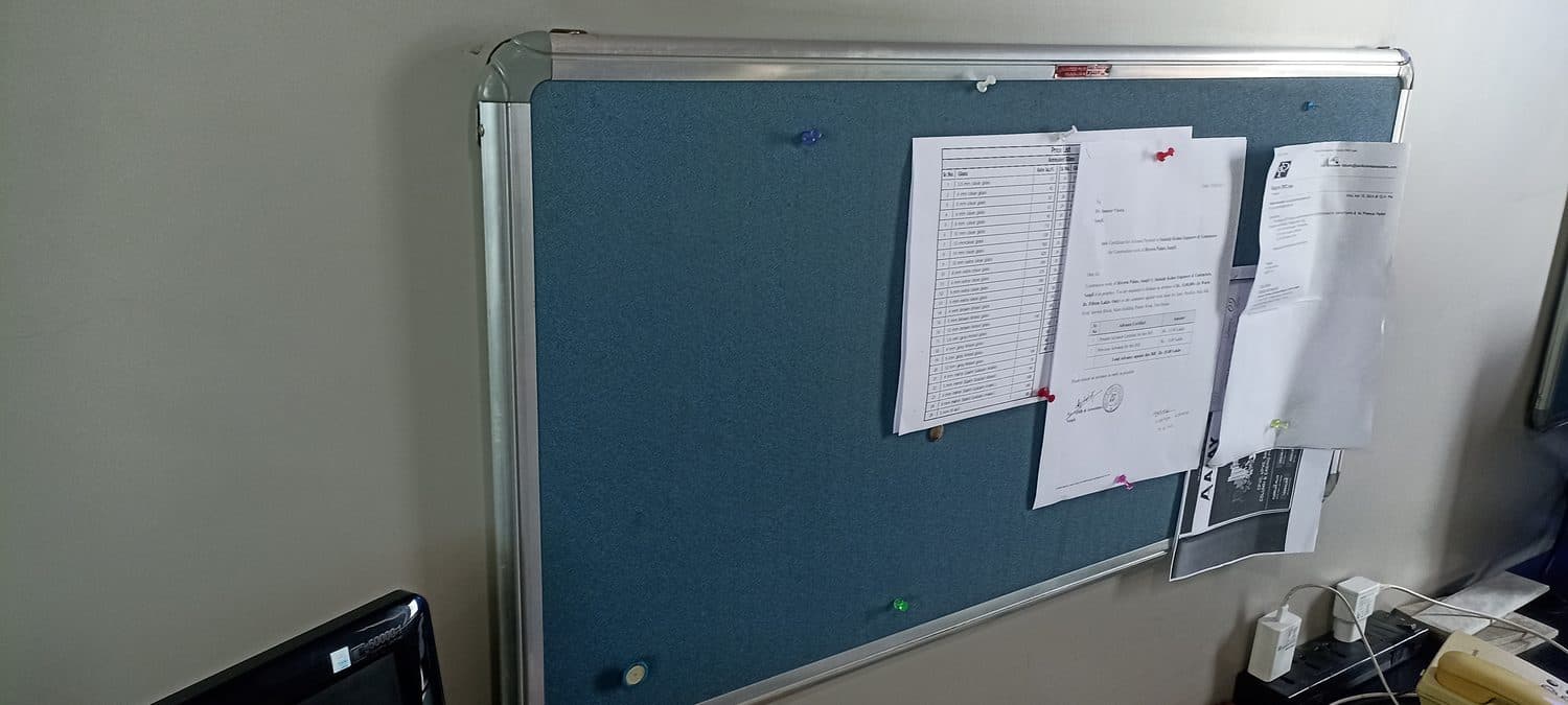 Notice boards, corridor wall
